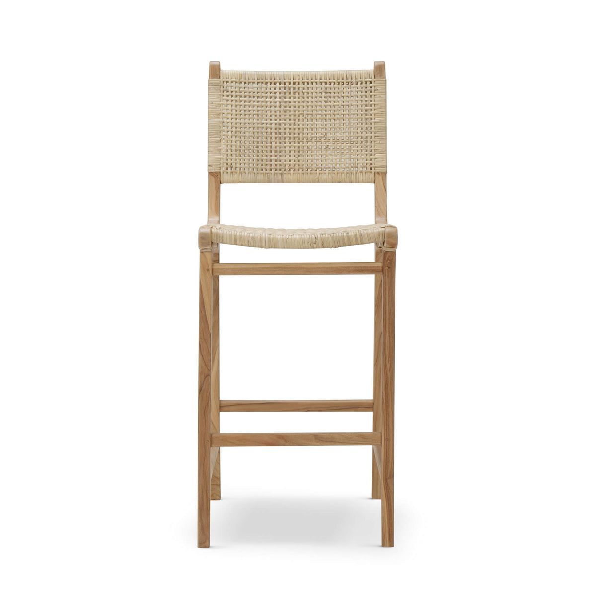 Logan Barstool in Teak Natural Finish w/ Rattan Natural Seat & Back