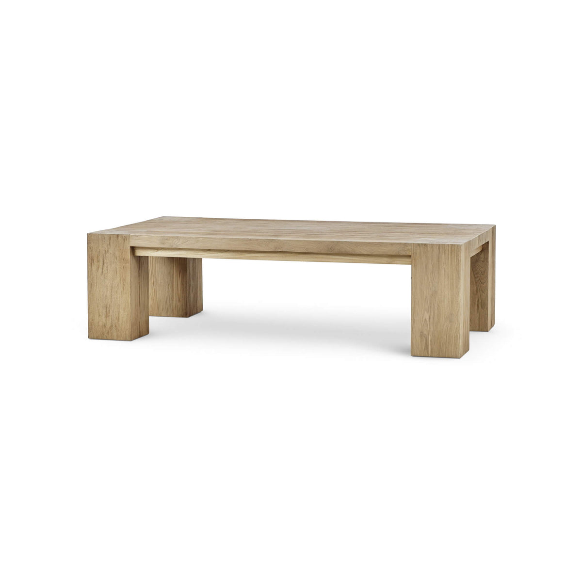 Tuscan Rustic Distressed Teak Coffee Table in Teak Natural w/ Weathered Teak Distressing