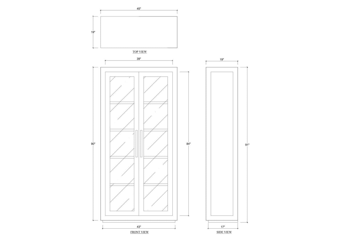Tuscan Rustic Distressed Teak Display Cabinet in Teak Natural w/ Weathered Teak Distressing