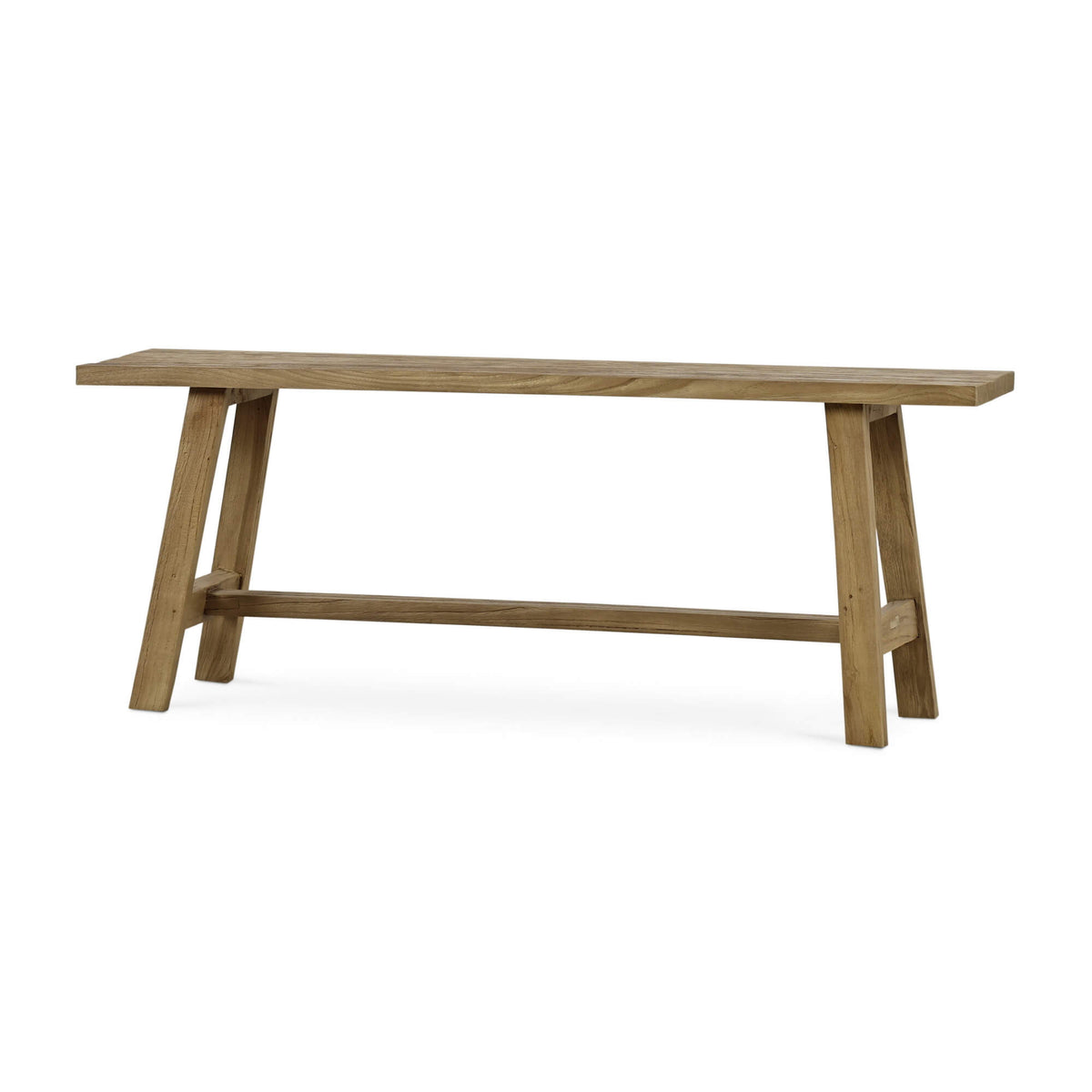 Tuscan Rustic Distressed Teak Bench in Teak Natural w/ Weathered Teak Distressing