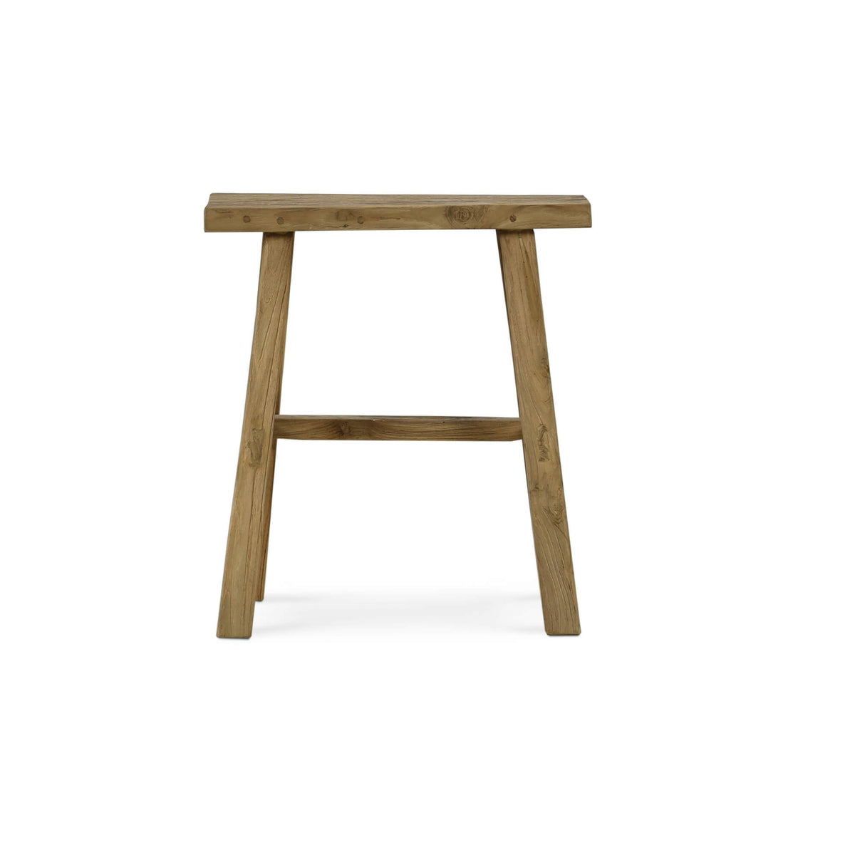Tuscan Rustic Distressed Teak Stool in Teak Natural w/ Weathered Teak Distressing