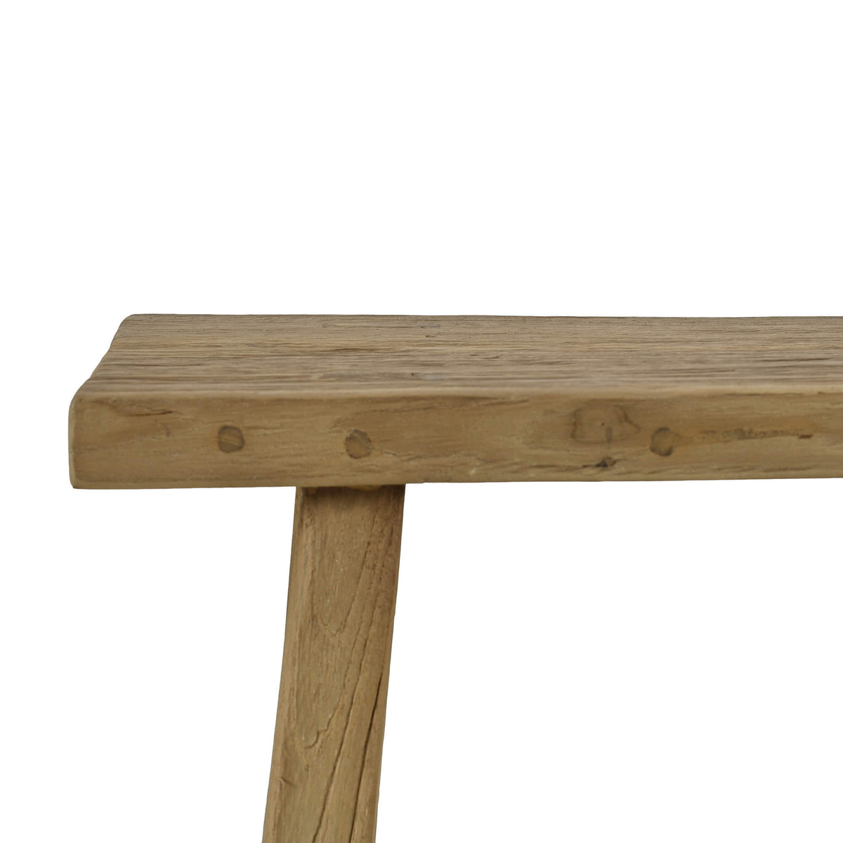 Tuscan Rustic Distressed Teak Stool in Teak Natural w/ Weathered Teak Distressing
