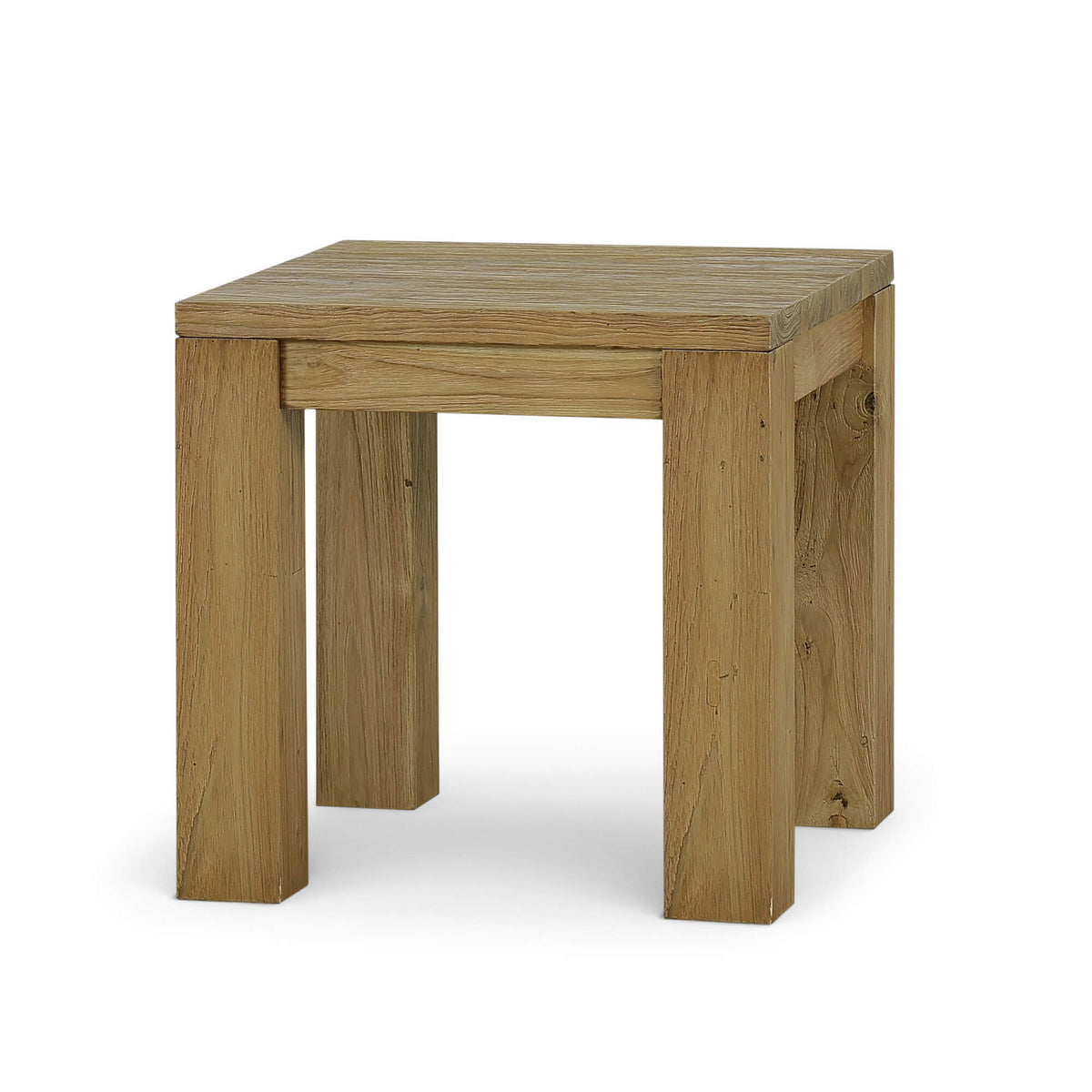 Tuscan Rustic Distressed Teak Side Table in Teak Natural w/ Weathered Teak Distressing