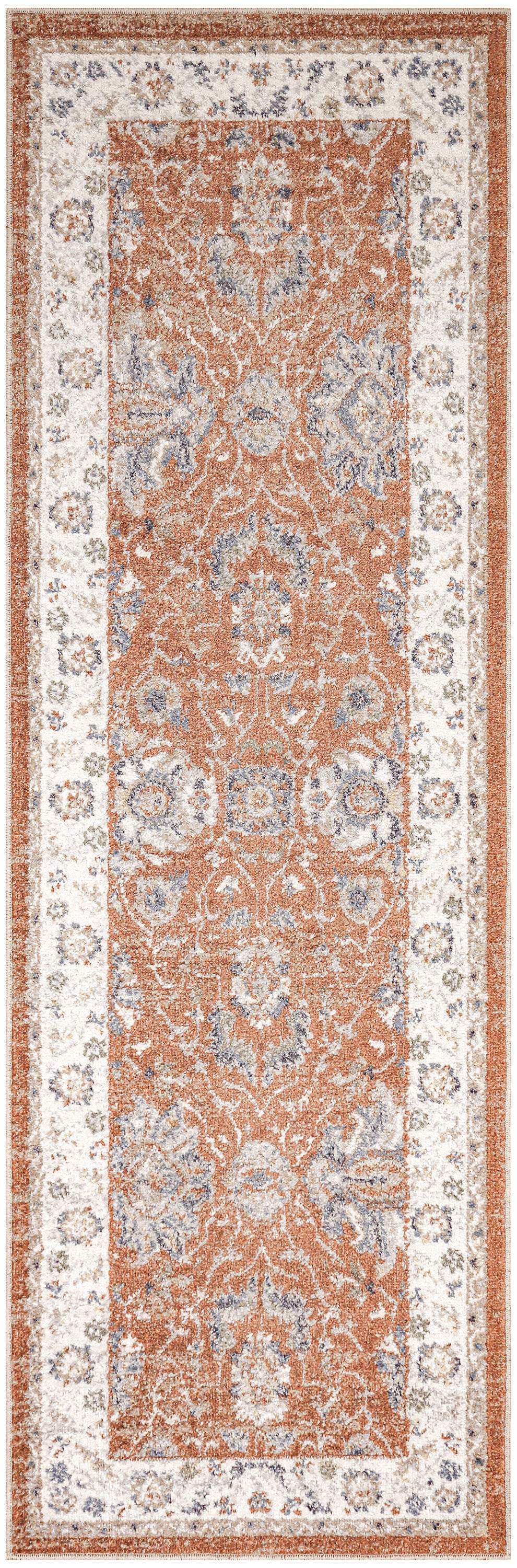 Astra Machine Washable ASW20 Rust Ivory Rug