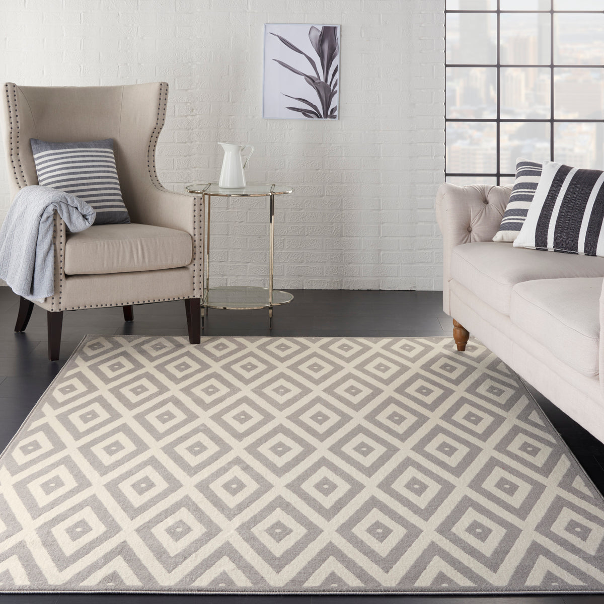 Grafix GRF18 White/Grey Rug