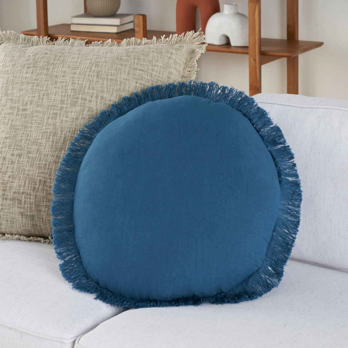 Sofia RC993 Navy 20" x 20"round Throw Pillows