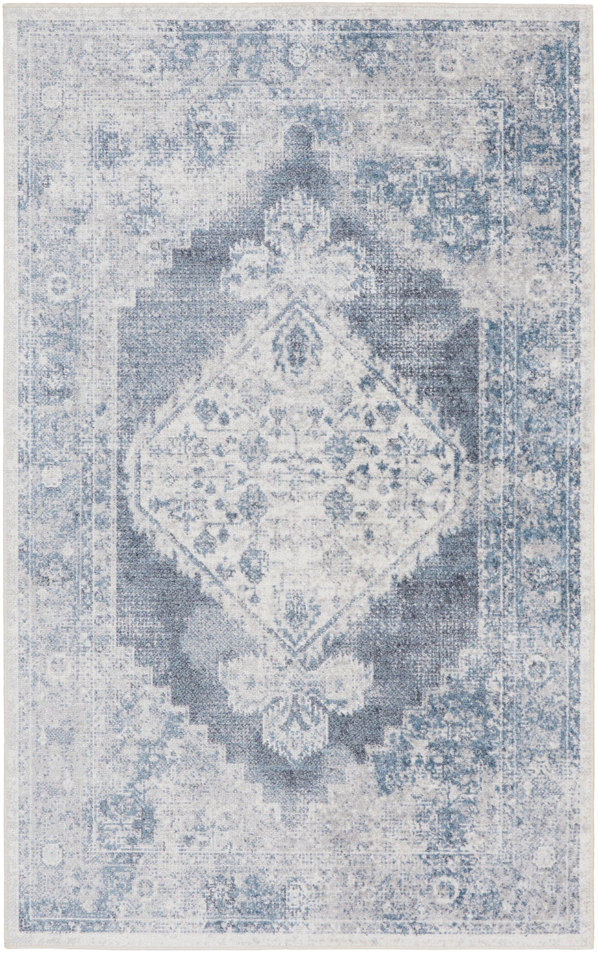Astra Machine Washable ASW11 Blue Ivory Rug