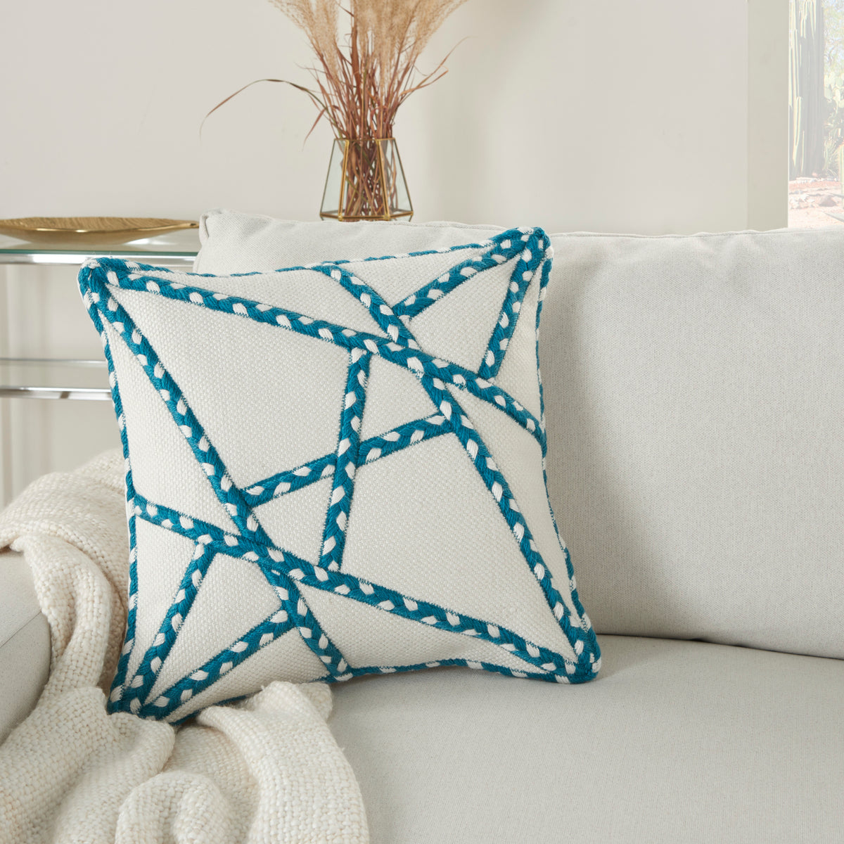 Outdoor Pillows VJ006 Turquoise 18" x 18" Throw Pillows