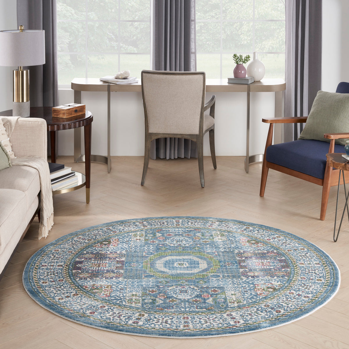 Ankara Global ANR17 Ivory Light Blue Rug