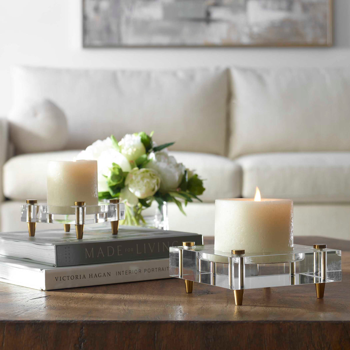 Claire Crystal Block Candleholders Set/2