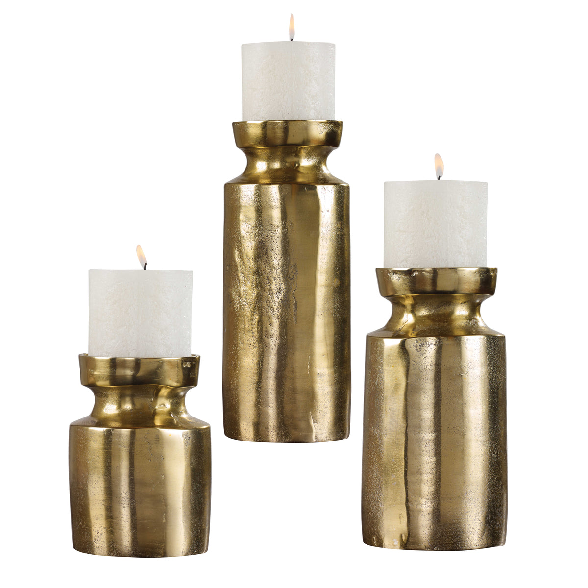 Amina Antique Brass Candleholders Set/3