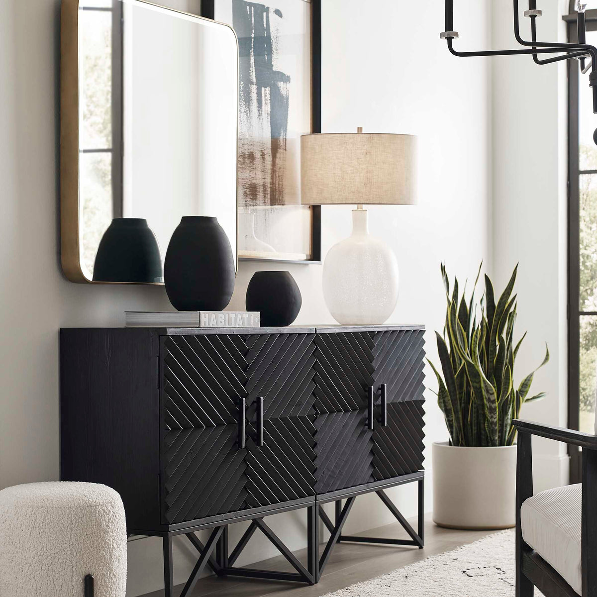 Hearth Matte Black Vases Set/3