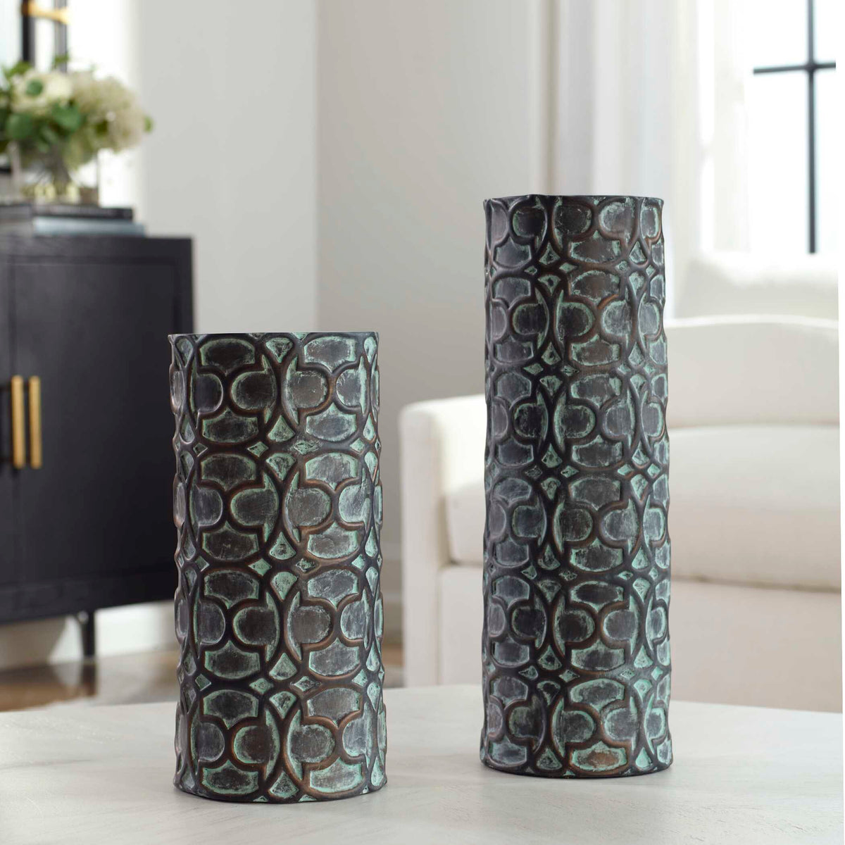 Baltra Bronze Patina Vases Set/2