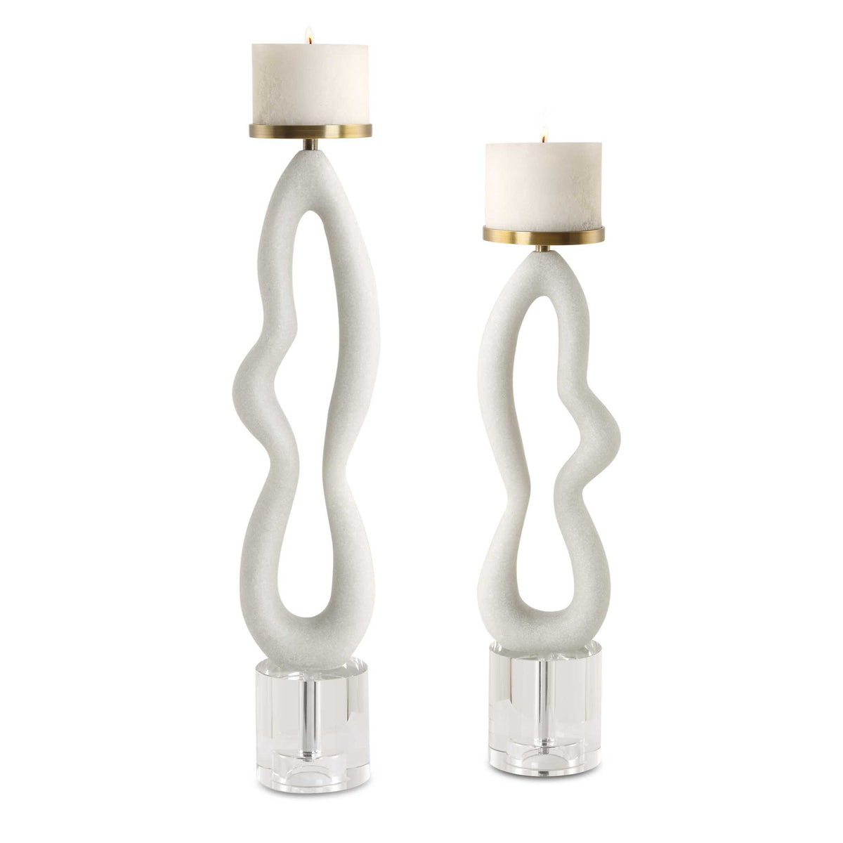 Feamelo Ivory Stone Candleholders Set/2