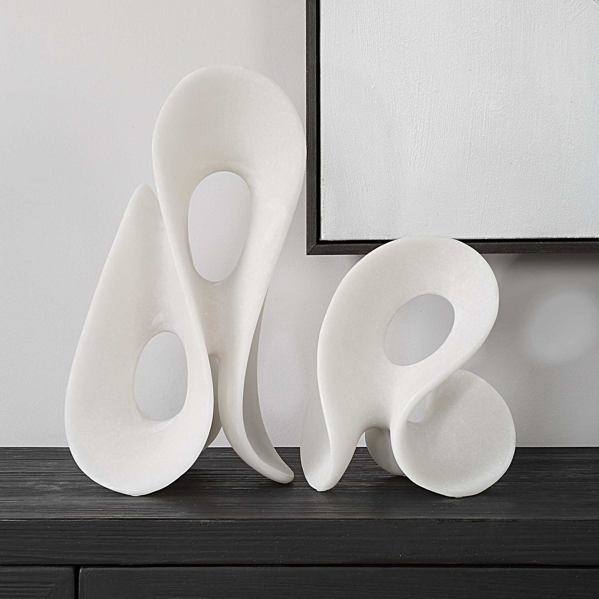 Silent Wave White Sculptures Set/2
