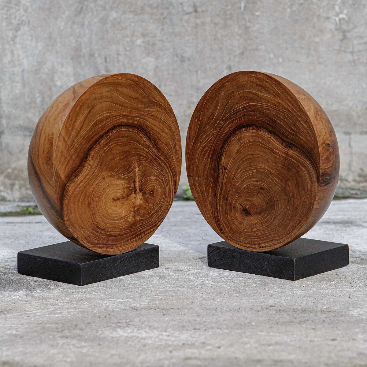 Teak And Noir Bookends Set/2