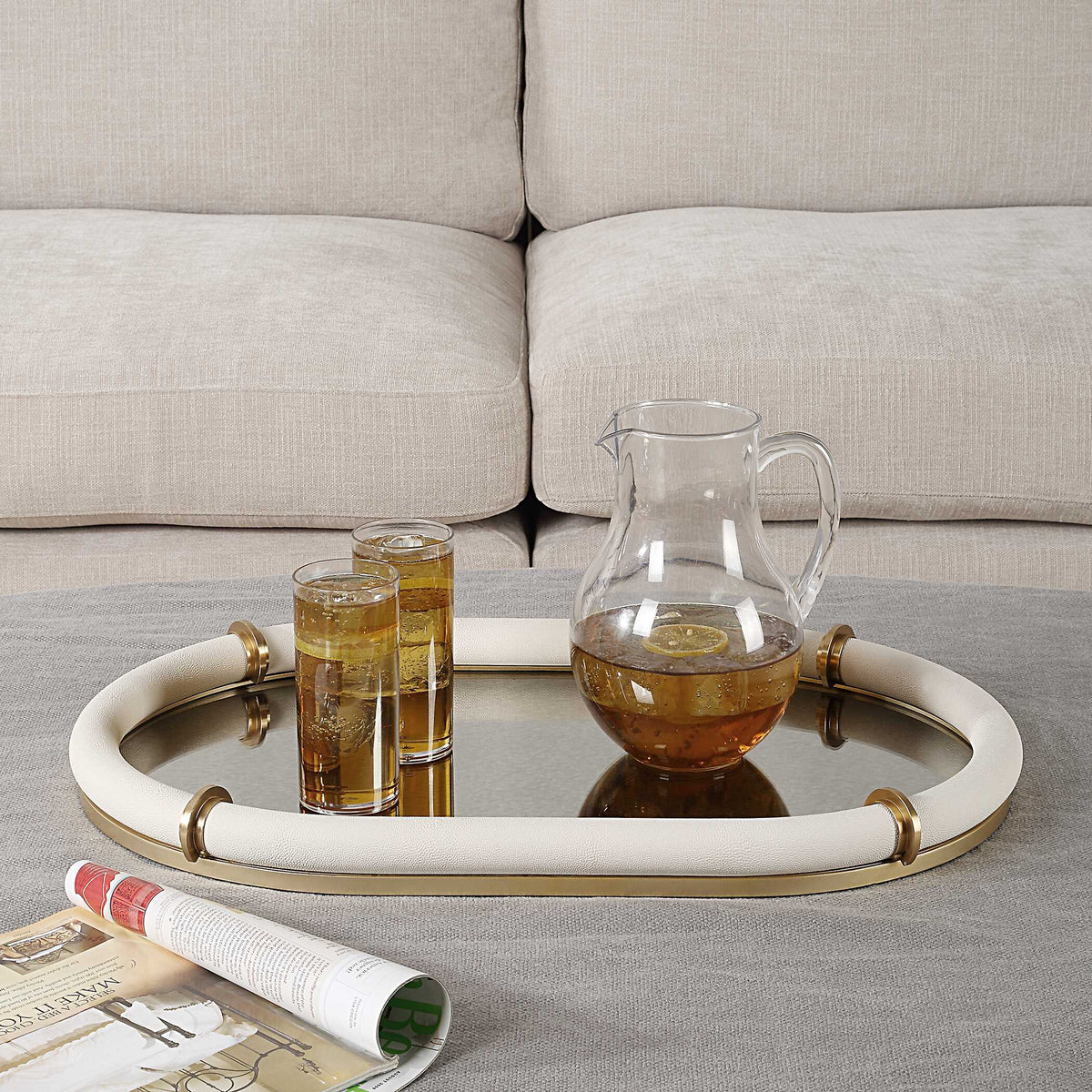 Cyprus Leather Oval Tray