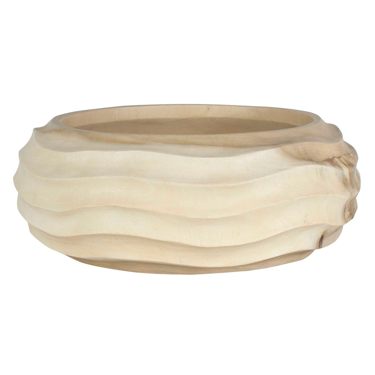 Waveform Bleached Wood Bowl