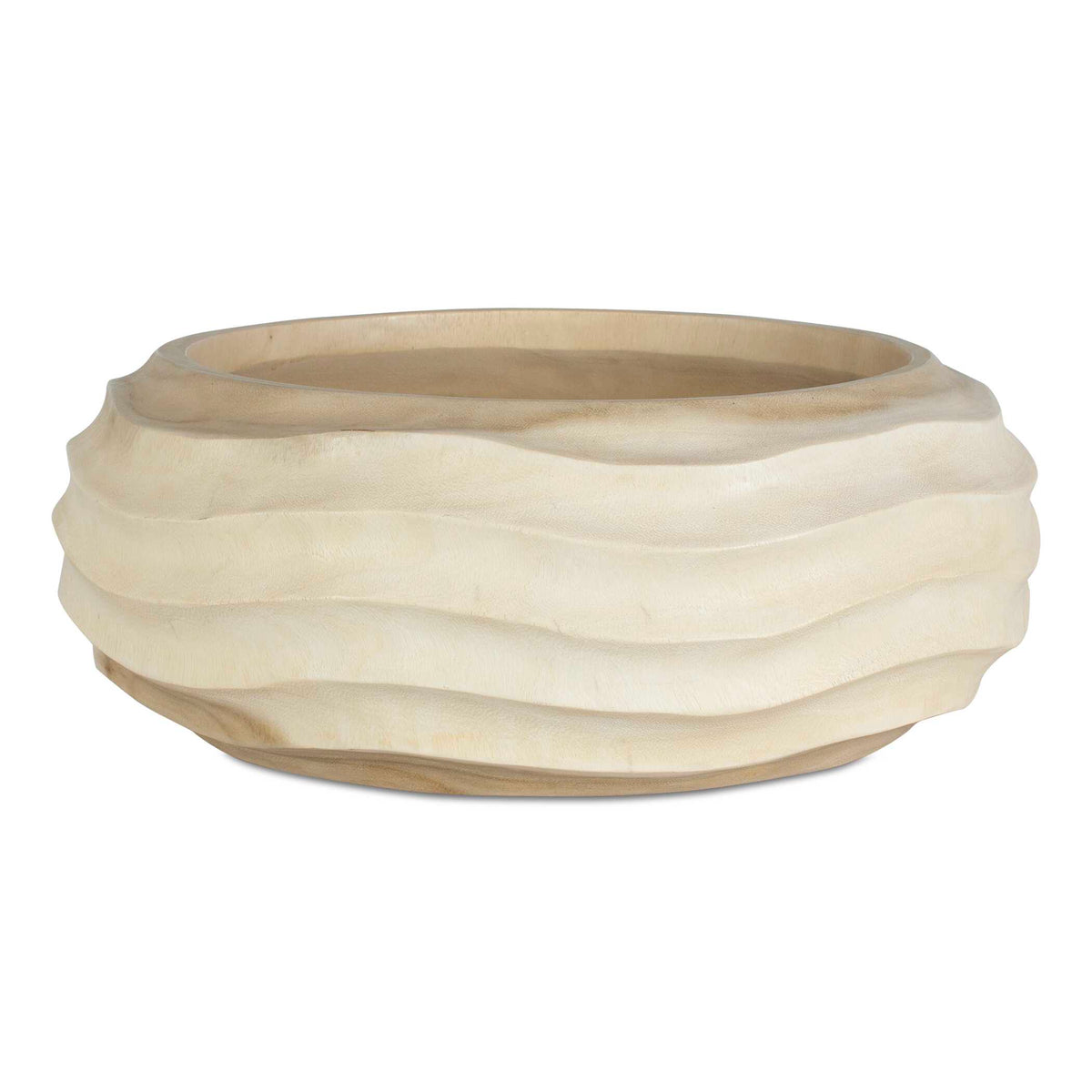 Waveform Bleached Wood Bowl