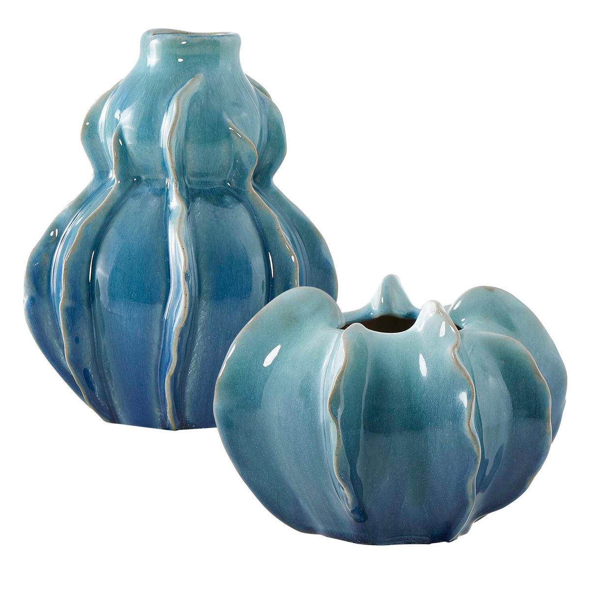 Ocean Wave Outdoor Glazed Vases Set/2
