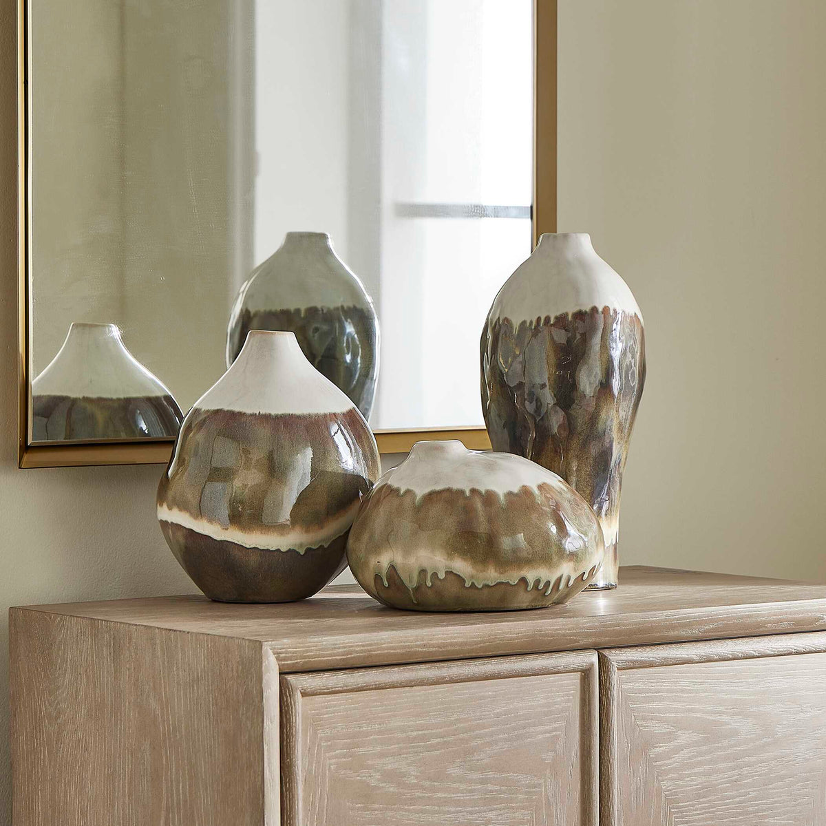 Earthflow Glazed Outdoor Vases Set/3