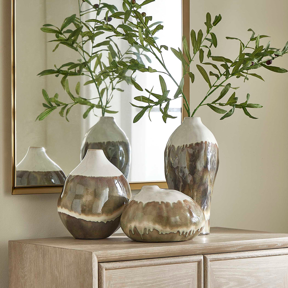 Earthflow Glazed Outdoor Vases Set/3