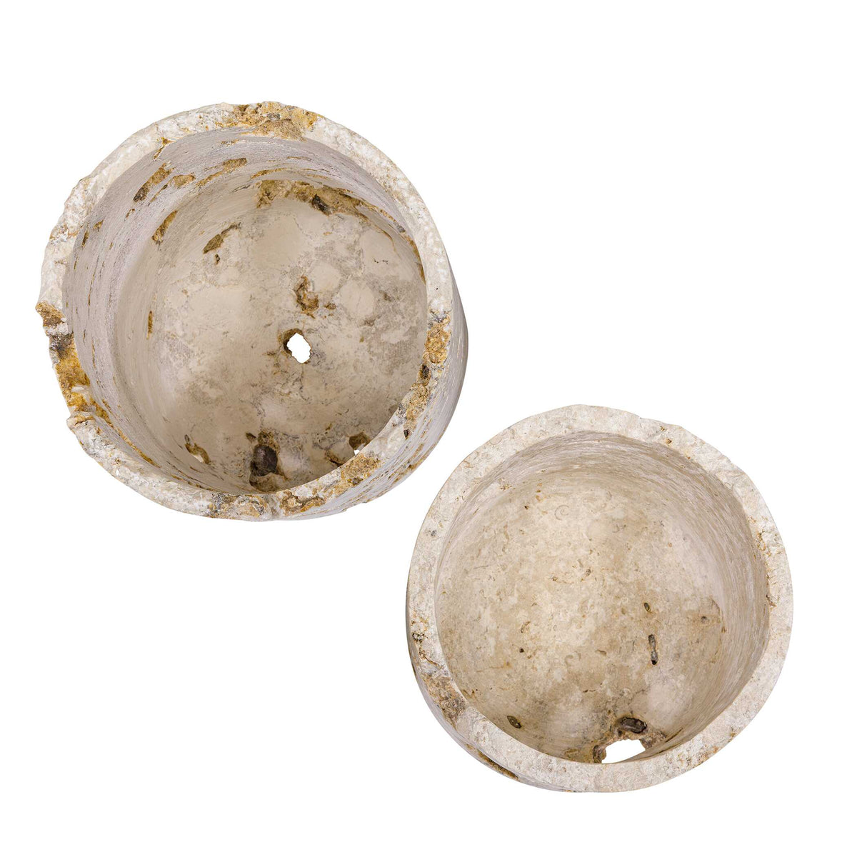 Indoor-Outdoor Quarried Stone Candleholders, S/2