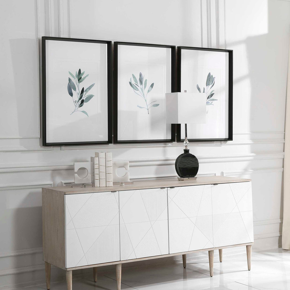 Simple Sage Watercolor Prints Set/3