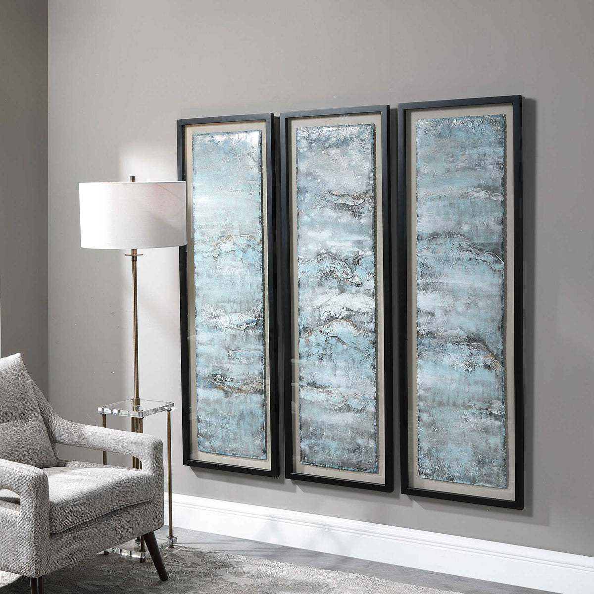 Ocean Swell Painted Metal Art Set/3 3 Cartons