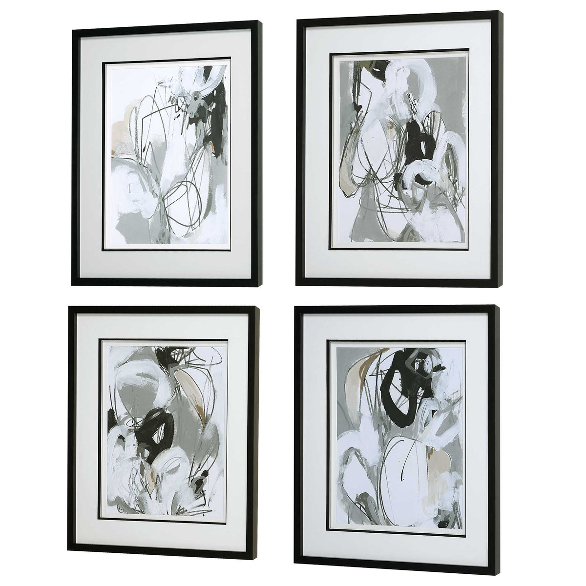 Tangled Threads Abstract Framed Prints Set/4
