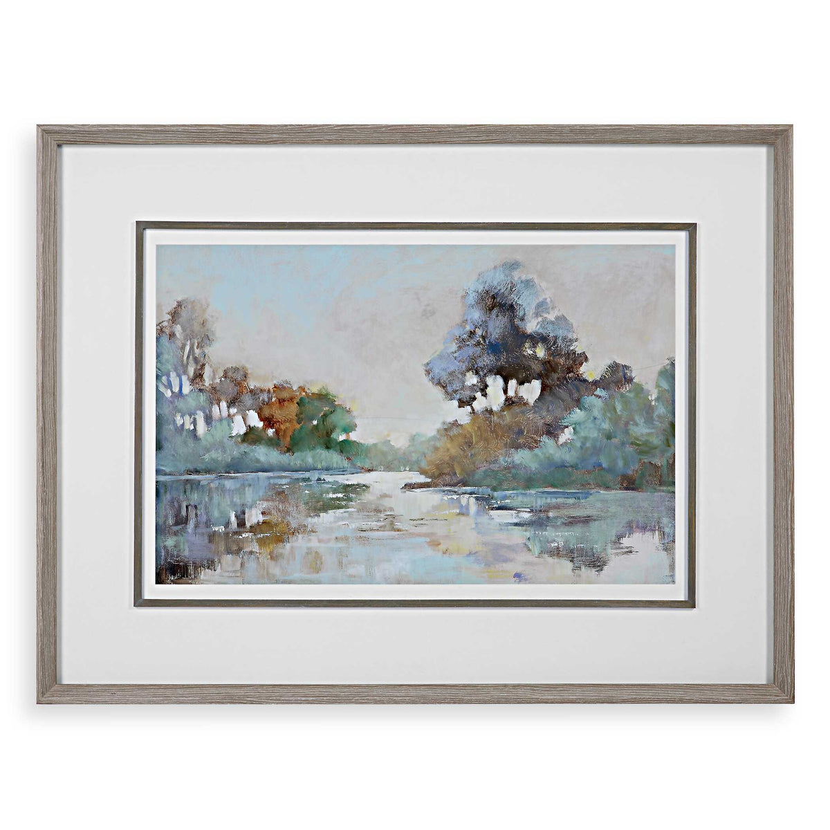 Morning Lake Watercolor Framed Print