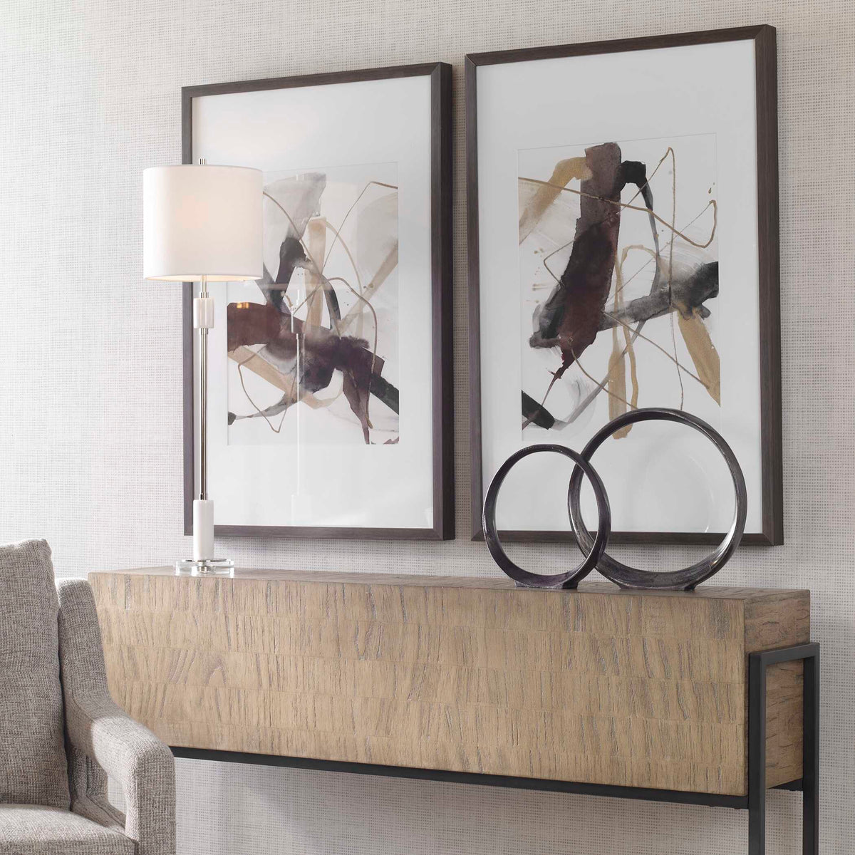 Burgundy Interjection Abstract Prints Set/2