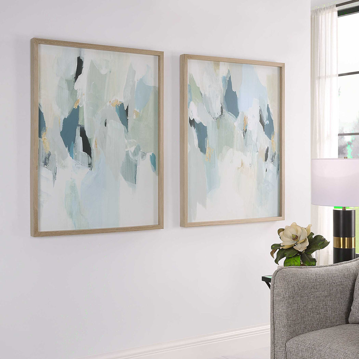 Seabreeze Abstract Framed Canvas Prints Set/2