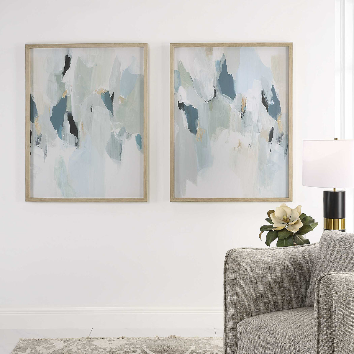 Seabreeze Abstract Framed Canvas Prints Set/2
