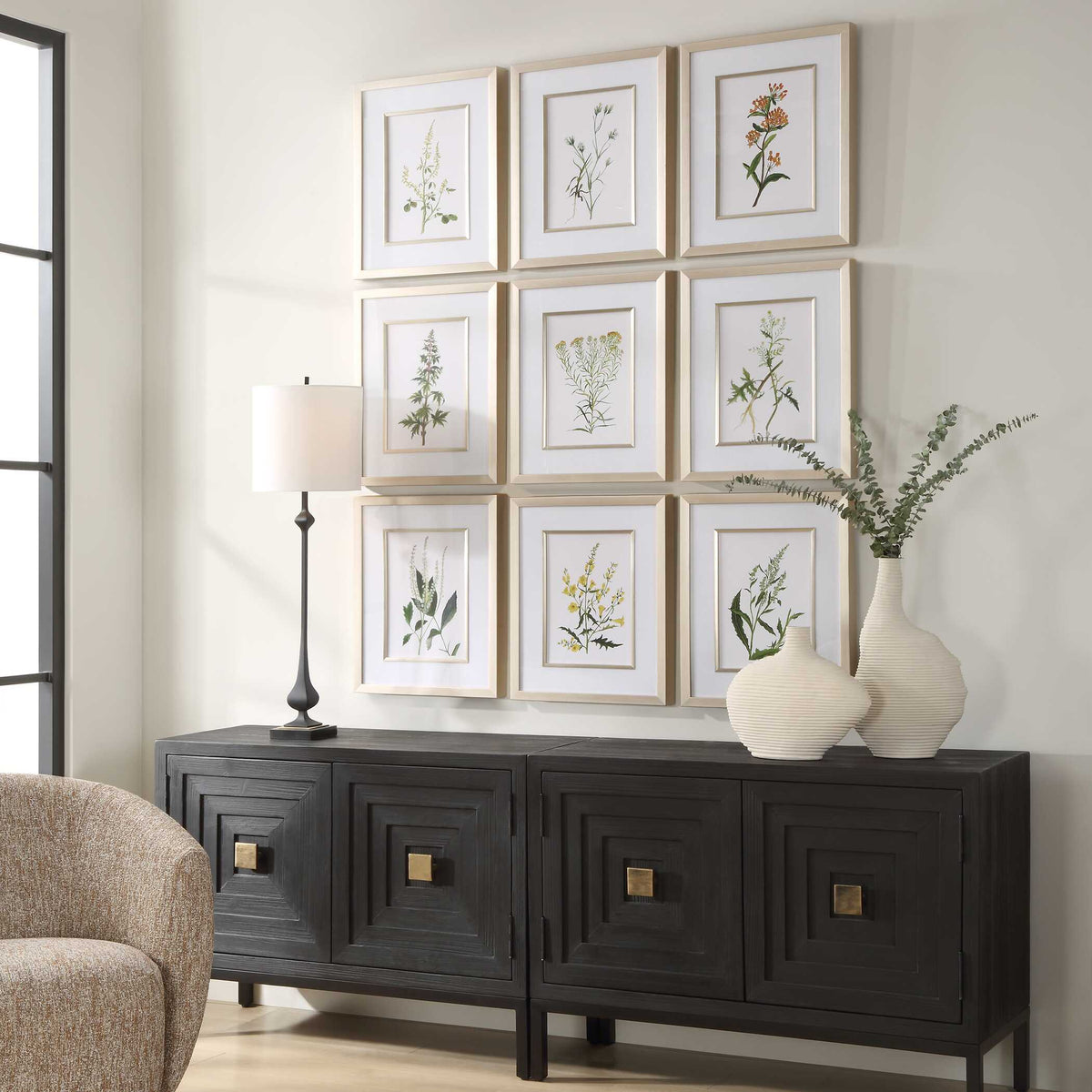 Botanical Flowers Framed Prints Set/9