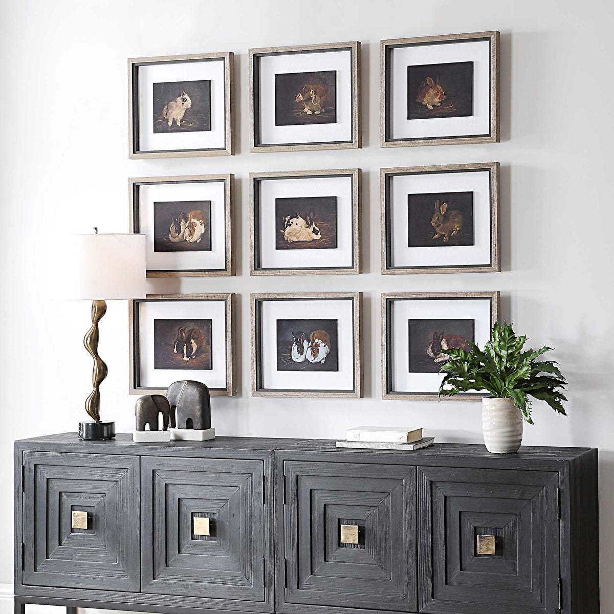 Resting Bunny Framed Prints Set/9