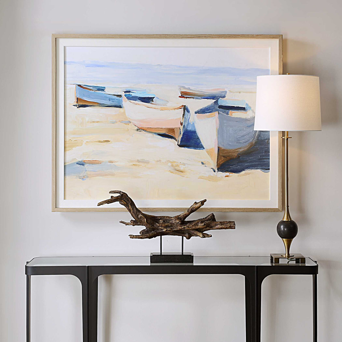 Beached Boats Framed Print