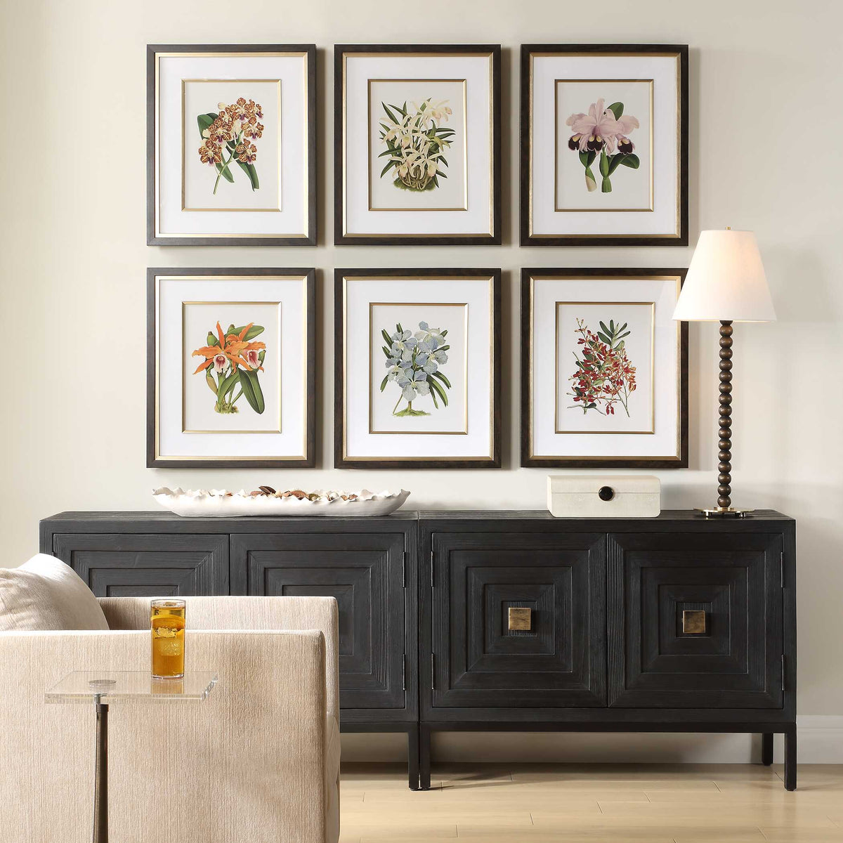 Orchid Botanical Framed Prints Set/6