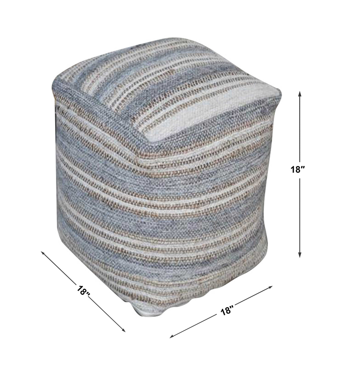 Mesick Handwoven Gray Pouf