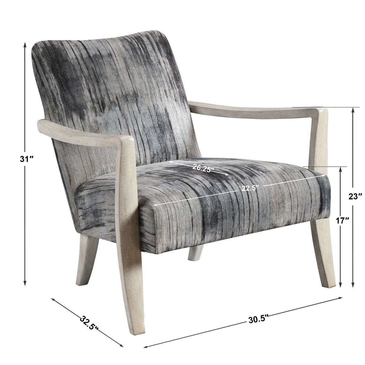 Watercolor Gray Chenille Accent Chair