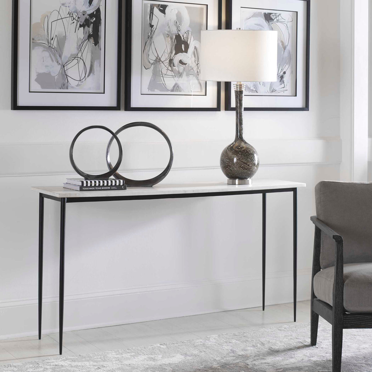 Nightfall White Marble Console Table