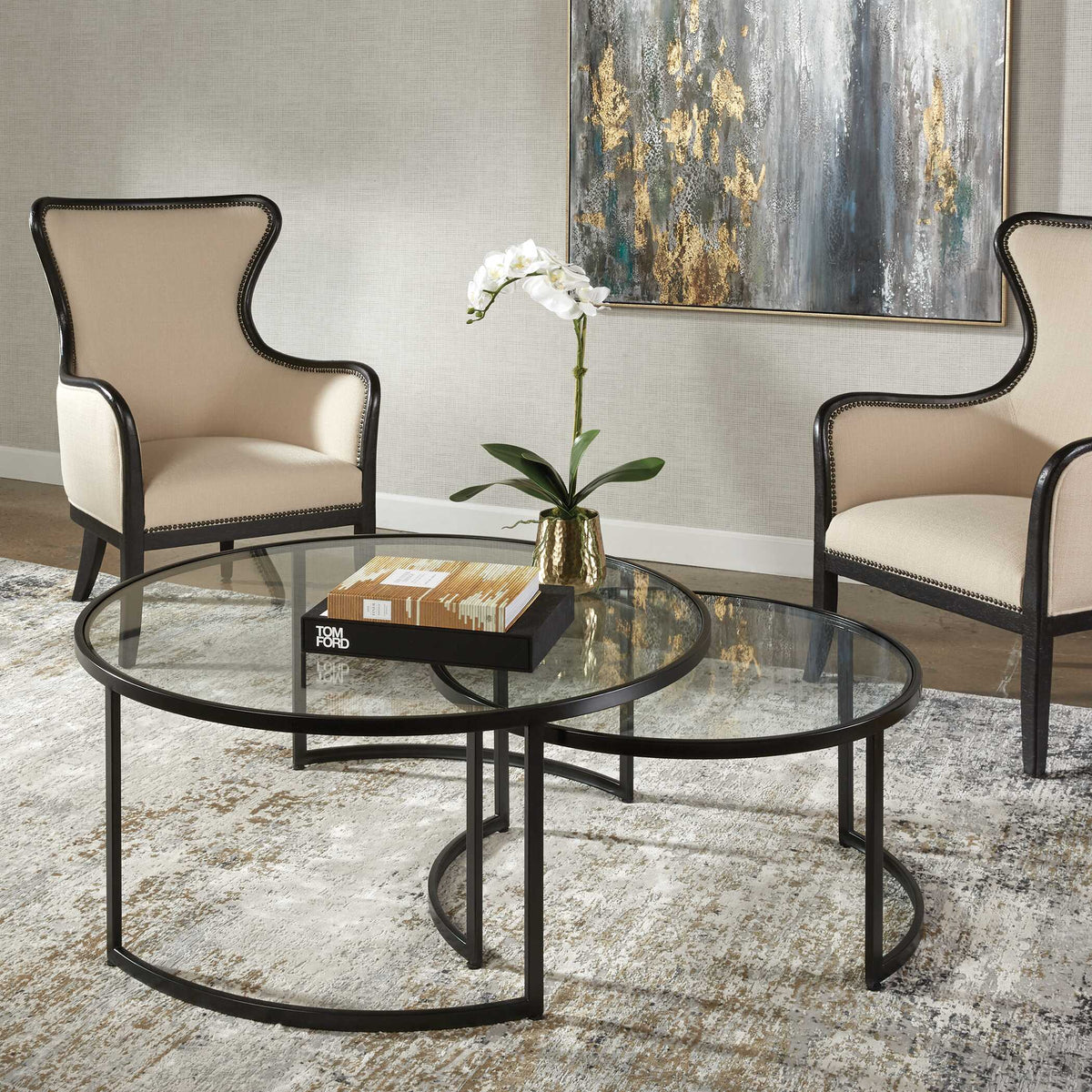 Rhea Black Nesting Coffee Tables Set/2