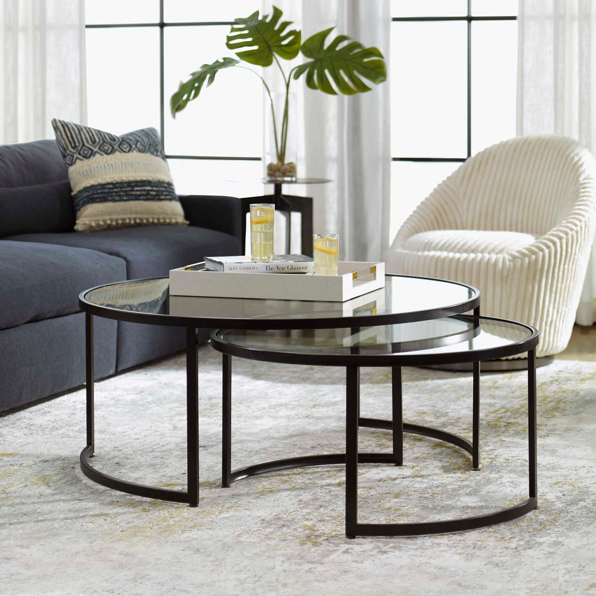 Rhea Black Nesting Coffee Tables Set/2