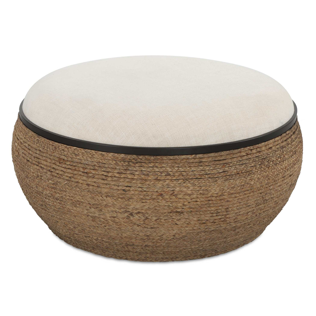 Island Straw Storage Ottoman / Coffee Table