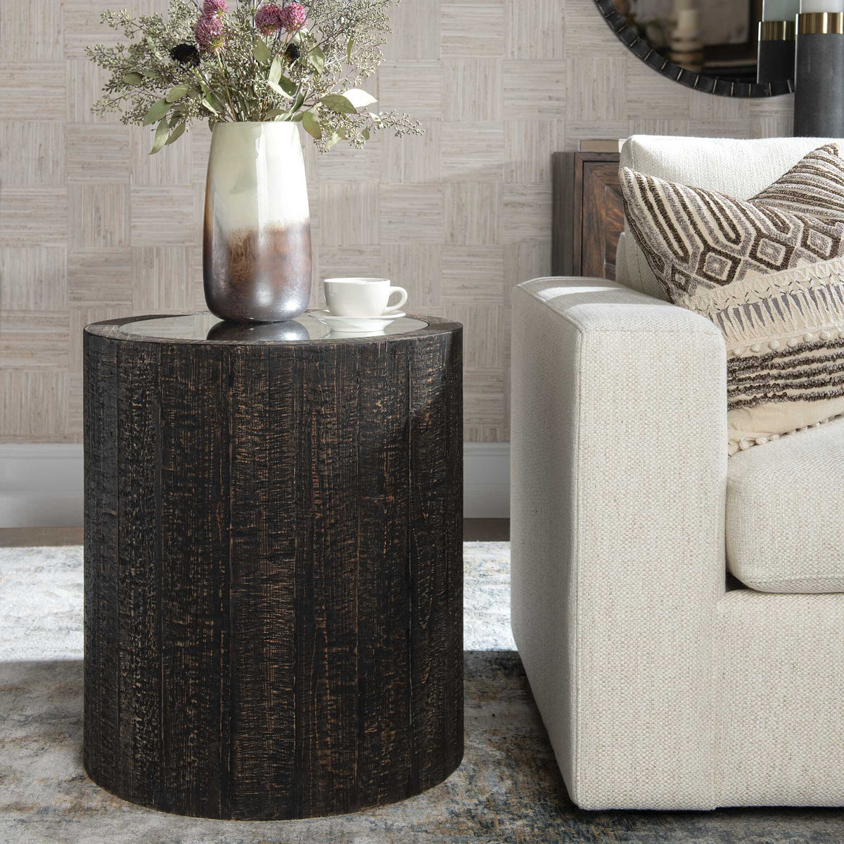 Sequoia Mirrored Drum Table