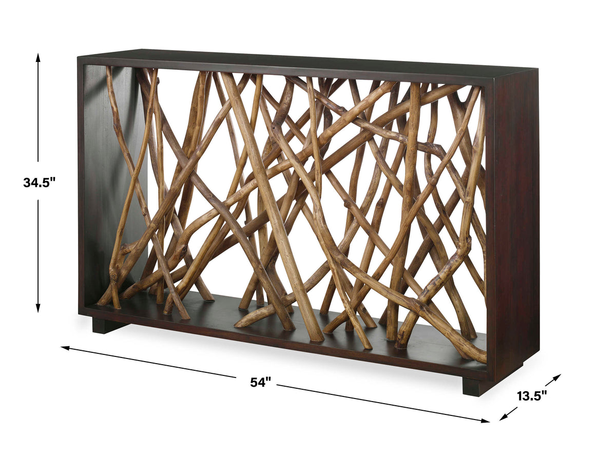 Teak Maze Console Table