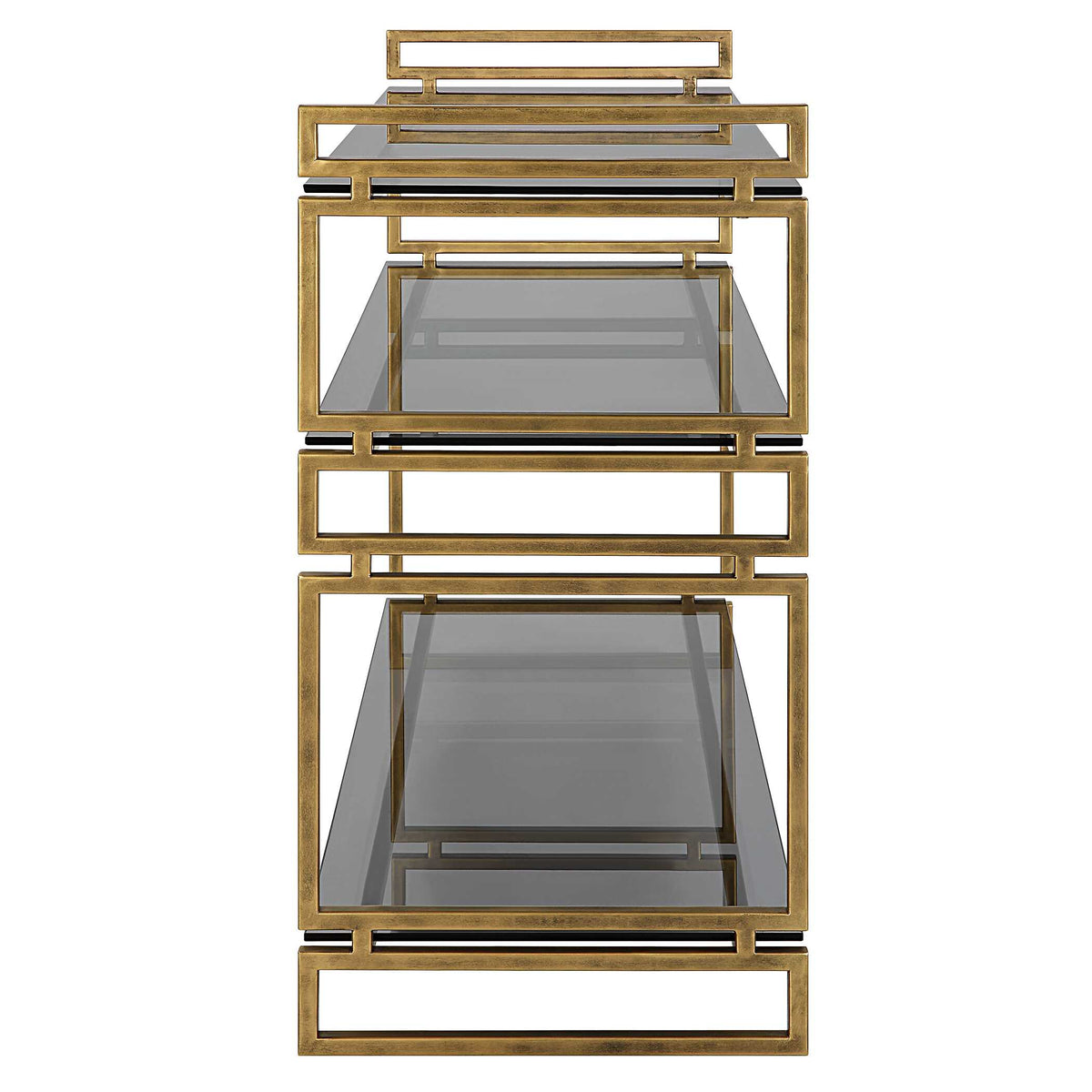 Stacked Up Gray Glass Console Table