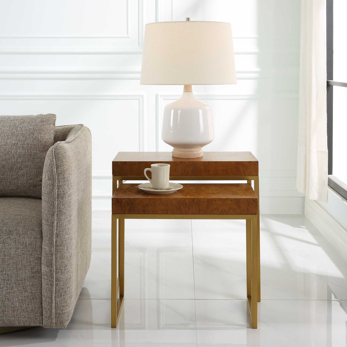 Burl-esque Wooden Nesting Tables Set/2