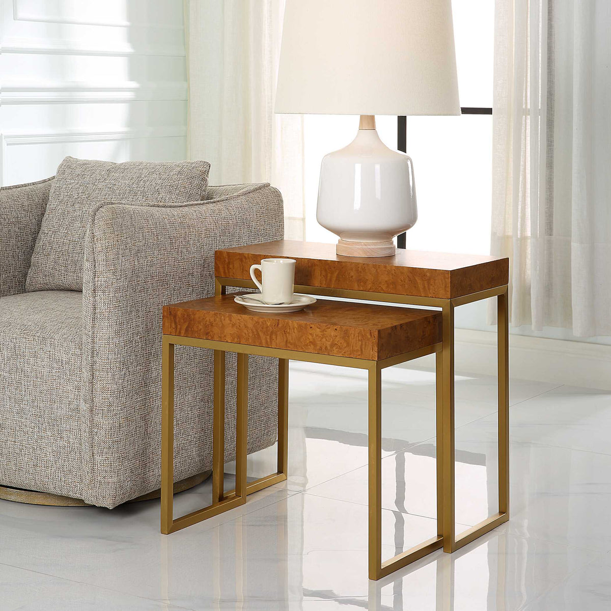 Burl-esque Wooden Nesting Tables Set/2