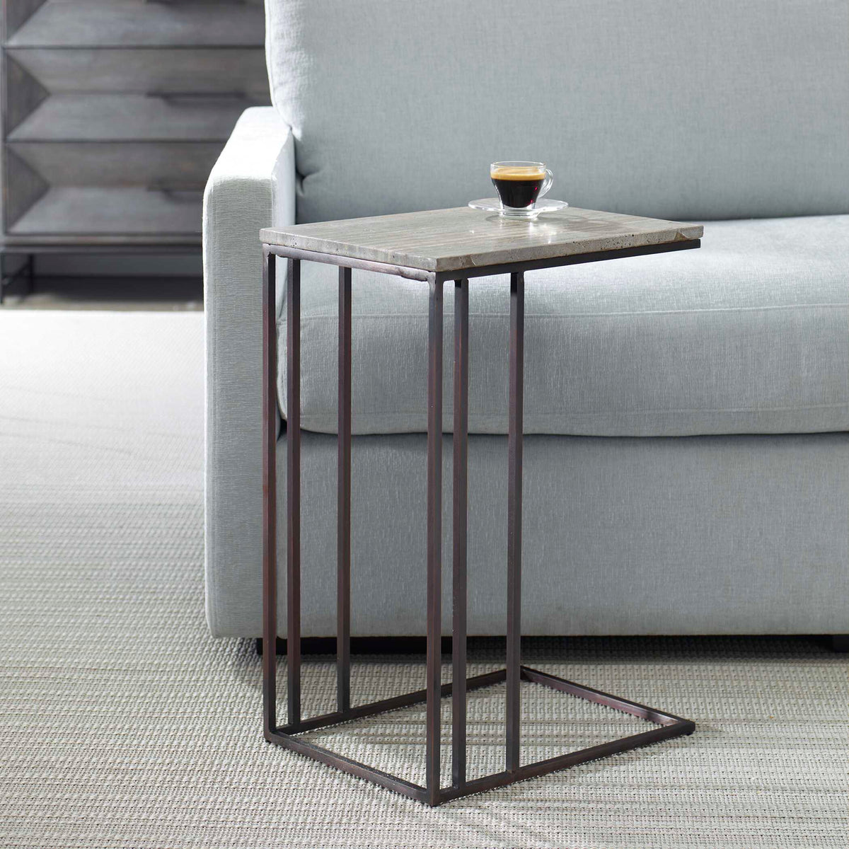 Theodore Travertine Accent Table